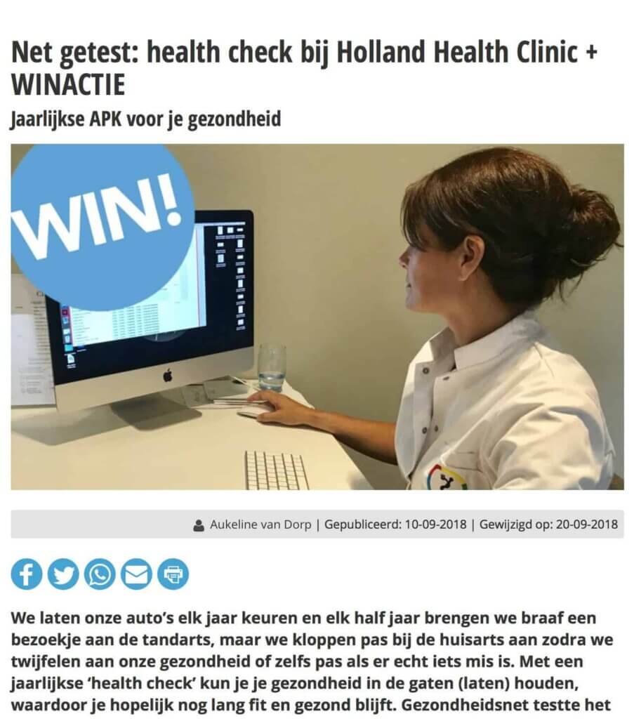 Net getest: health check bij Holland Health Clinic