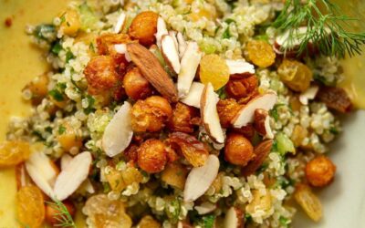 Nina’s Recept: Volkoren Couscous met Gekruide Kikkererwten & Yoghurt Hummus